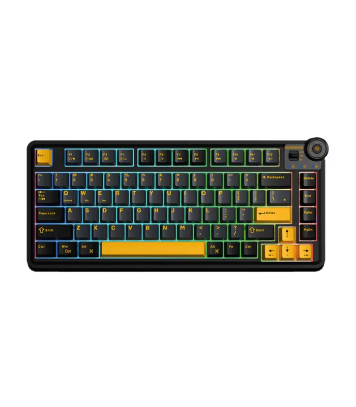 Teclado Aula F75 Rainbow Cableado Inglés Negro/Amarillo