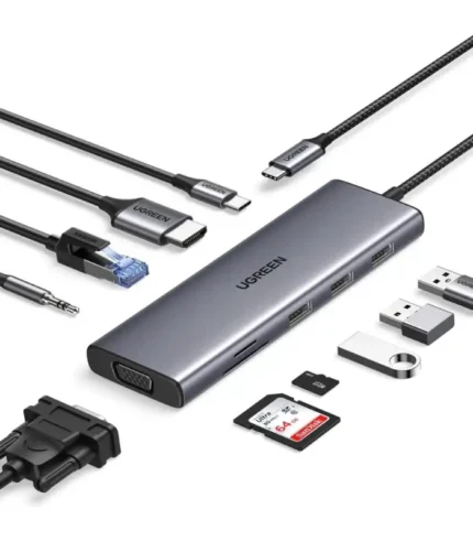 Docking Hub Ugreen USB-C 10 en 1 4K HDMI VGA Ethernet CM498